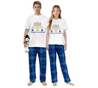 iHapHap Happy Hanukkah White Short Hanukkah Pajamas Set For Adults(2XL,Mom)