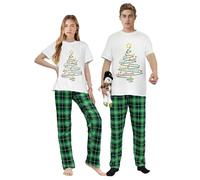 iHapHap Joy Faith Hope Love Peace Green Short Christmas Matching Pajamas Set(L,Mom)
