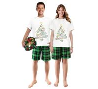 iHapHap Love Hope Peace Merry Christmas Tree Green Plaids Short Christmas Matching Pajamas Set(3XL,Dad)