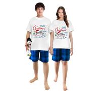 iHapHap Our Chrismtas Cruise Making Memories Together Blue Short Christmas Matching Pajamas Set(M,Mom)