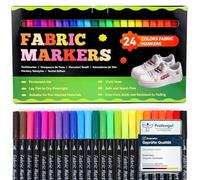 ihaspoko Fabric Pens Permanent, 24 Colors Textile Pens for T-shirts, Jeans, Hats, Canvas Bags, Textile shoes, Fabric Paint Pens for Kids Adult Painting Writing