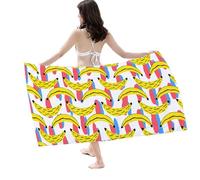 IHAUIUE Banana Print Beach Towel Tropical Fruit Pattern Sandproof Bath Towels Quick Dry Cruise Blanket