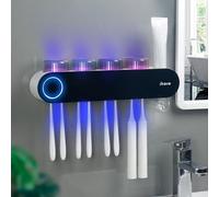 iHave Toothbrush Holder for Bathroom, UV Toothbrush Sanitizer and Holder Smart Home Bathroom Accessories, 4 Cups Electric Toothbrush Holder Wall Mounted with Toothpaste Dispenser Bathroom Decor