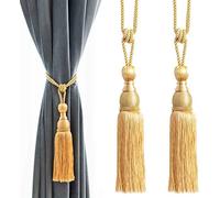 IHC Handmade Curtain Clips Rope Tie Band VS Lob Fring Tiebacks Europe Buckles Holdbacks Tassel Ball Rope/Set of 2 (Gold)