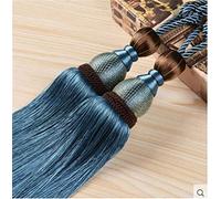 IHC Handmade Curtain Clips Rope Tie Band VS Lob Fring Tiebacks Europe Buckles Holdbacks Tassel Ball Rope/Set of 2 (Blue)