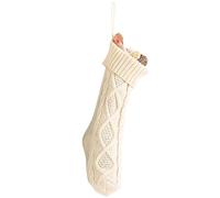 IHCEMIH Christmas Stocking Large Knitted Xmas Santa Stockings Traditional Holiday Party Decorations White Socks Decor for Fireplace Tree Hanging Ornament Gifts Bags for Kids Family