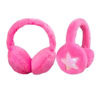 IHCEMIH Ear Muffs Girls Women Earmuffs Fluffy Plush Adjustable Star Sequin Earmuff Winter Accessories Ear Warmers Running Skiing Ears Cover Protectors from Wind Cold Outdoor Gift for Children Rose Red