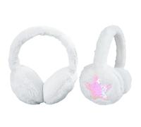 IHCEMIH Ear Muffs Girls Women Earmuffs Fluffy Plush Adjustable Star Sequins Earmuff Winter Accessories Ear Warmers Running Skiing Ears Covers Protectors from Wind Cold Outdoor Gift for Children White