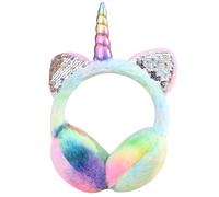 IHCEMIH Ear Muffs Girls Women Earmuffs Fluffy Plush Adjustable Unicorn Sequins Earmuff Winter Accessories Ear Warmers Running Skiing Ears Covers Protectors from Wind Cold Outdoor Gift for Children A.