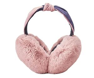 IHCEMIH Ear Muffs, Women Earmuffs Winter Accessories Fluffy Plush Foldable Knot Adults Outdoor Thermal Ear Warmer Skiing Running Ears Covers Protector from Wind Cold Fashion Gift for Girls Ladies Pink
