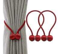 IHClink Magnetic Curtain Tiebacks Clips Curtain Buckles Holdbacks Binding Weaving Tie Band 2 pieces For Home Office Decorative UK patent 6036254 (Red)