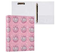 IHCVHQX 3 Ring Binder - 1.5 Inch Pink Disco Ball Binder Organizer with 2 Pockets for Home Office Supplies