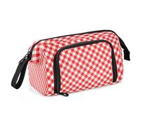 IHCVHQX Pencil Case Red Gingham Pattern Large Capacity Pencil Pouch Handheld Pen Bag Stationery Storage for Teen Student College Office Adults