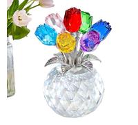 Ihdjasg Crystal Figures Collectibles, Aesthetic Realistic Colourful Rose Statue, Crystal Sculpture Flower Vase Decoration - For Wife Mother Mother's Day Wedding Birthday Home Desk Table