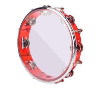 IHDYPPEW 10 Inch Red Adjustable Tambourine, Musical Percussion Instrument Drum with Double Metal Jingles, Hand Held Tambourine for Adults, Church, Birthday, Party, Live Show