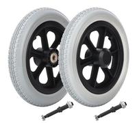 IHDYPPEW 2-pack 12 Inch Premium Plastic Spoked Wheel (grey), 12 Inch Wheelchair Wheel Replacement for Manual Wheelchairs, Sturdy Hard Rubber Tire & Mobility Aid Accessories