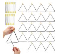 IHDYPPEW 20 PCS 6 Inch Triangle Musical Percussion Instruments, Triangle Instrument with Striker, Rhythm Hand Percussion Triangle Instrument for Music Class, Concert, Band Performance, Party