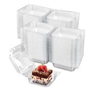 IHDYPPEW 300 Pack Clam Shell Food Containers - Cake Slice Clear Take Out Food Containers - Ideal for Cake Slices, Desserts, and More Practical, Clear Plastic Containers with Lids