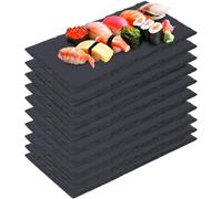 IHDYPPEW Slate Cheese Boards, 10 Pack 8.7 x 6 Slate Plates Black Charcuterie Boards - Natural Stone Serving Tray with Soapstone Chalks for Parties, Gifts, and Special Events.
