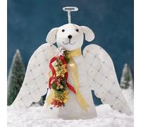 iHeartDogs Christmas Tree Topper - Original Dog Angel with LED Poinsettia Garland & Wings, White