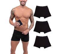 iHeartRaves Men's Anti-Theft Pocket Boxer Briefs - Pickpocket Proof Travel Underwear S - 2XL, Black Modal (3-pack), M