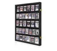 IHEIPYE 35 Baseball Card Display Case - Graded Sports Card Display Case - Wall Mount Lockable Trading Cards Frame with UV Protection Acrylic for Display Basketball Fooball Hockey Cards-Vertical