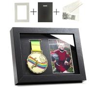 Iheipye Medal Display Shadow Box - Single Medal Display Case - Perfect for Runners, Marathon, Soccer, Football, Gymnastics & All Sports (Black, 6x8)