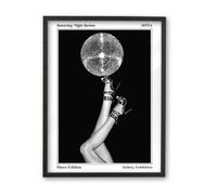 iHery 16x20in Disco Ball Framed 70s Retro Wall Art | Premium Black OAK Wood Frame with Canvas Print, Retro 70s Disco Decor for Bedroom, Bathroom, Dorm and Living Room, 1Pack