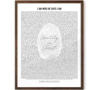 iHery Natural OAK Wood Fingerprint 70 Bible Verses on Identity Framed Wall Art, 12x16 in Jesus Thumbprint Christian Canvas Art, Modern Christ Scripture Bedroom Decor,Walnut Color 1Pack Living Room