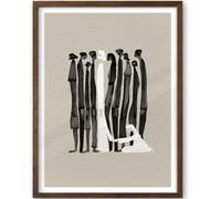 iHery Natural OAK Wood Woman Touches Jesus Framed Wall Art, 12x16 in God Healing Christian Bible Canvas Art, Modern Sketch Scripture Bedroom Decor, Walnut Color Set of 1 For Living Room Churches