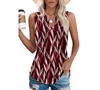 iHewbo Women's Floral Vest Tops Fashion V Neck Summer 2025 Sleeveless T-Shirts Casual Tank Loose Fit Tops Wine Red