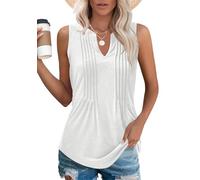 iHewbo Women's Solid Vest for V Neck Vest Tops for Women Sleeveless Summer 2025 Casual T Shirts White