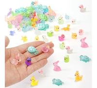 IHFAIO 63PCs Mini Resin Animals, Mini Ducks Rabbits Seals Turtles Lizard Luminous Animals Glow in The Dark to Hide Around The Office Home Garden Dollhouse