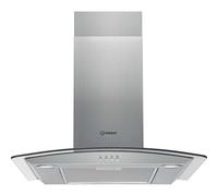 Indesit 60cm Curved Glass Chimney Cooker Hood - Stainless Steel