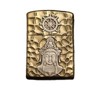 IHGVVBFG Pure copper windproof kerosene lighter, flip-top hand-carved, grinding wheel ignition, reusable, suitable for camping gifts (fuel not included)