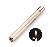 IHGVVING Compact inflatable lighter creative personalized match butane inflatable lighter, creative men and women's mini matchstick grinding wheel lighter (without butane) (gold)(Metallic)