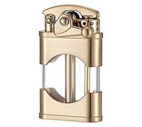 IHGVVING Metal Grinding Wheel Rocker Lighter, Antique Visible Kerosene Lighter, Reusable Windproof Lighter, Suitable for Candles, Grills, BBQs (No Butane)(Metallic)