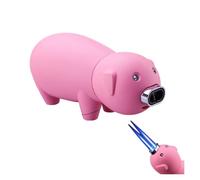 IHGVVING Pink Pig Windproof Double Flame Lighter, Zinc Alloy, Ceramic Core, Butane, Whimsical Style