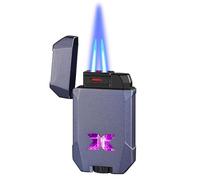 IHGVVING The double-fire metal blue flame lighter has two modes: windproof direct flame and soft open flame. It is a great collection or gift for men.(Black)