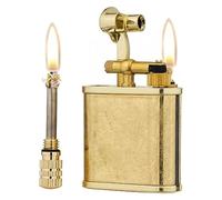 IHGVVING Vintage antique kerosene lighter, metal 2 in 1 permanent match lighter, refillable fuel lighter, suitable for candles, barbecue, camping, men's gifts