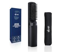 IHHAIR Premium Beard Mini Straightener Brush, Professional Straightener Brush for Men, Rechargeable 6400 mAh Straightening Tool Heated Comb, for Short & Long Beards for Home and Travel