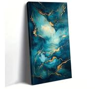 IHHGNB 1 Piece Abstract Large Wall Art Picture Rotate Green and Gold Fluid Marble Canvas Prints Artwork Modern Living Room Decor(50x100cm(20x39in)/No frame)