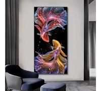IHHGNB 1pc Abstract Koi Canvas Artwork Painting Fish Posters and Prints Carp Wall Art Pictures for Living Room Decor(20x40cm(8x16in)/No frame)