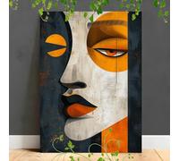 IHHGNB 1pc Canvas Painting Abstract Faces, Geometric Shapes, Bold Lines, Pastel Colors, Expressive Eyes, Modern Wall Art Prints(80x120cm(31x47in)/No frame)