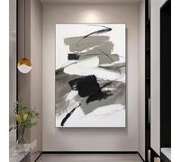 IHHGNB 1pc Modern Minimalist Abstract Painting Textured Wall Art White Gray Black Canvas Prints Artwork for Living Room Decor(80x120cm(31x47in)/No frame)