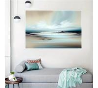 IHHGNB Abstract Canvas Art Ocean Landscape Painting Pictures Blue Gray Wall Art Posters Prints for Living Room Office Decor 70x100cm(28x39in) Frameless