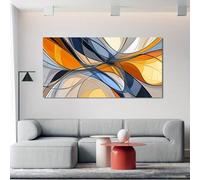 IHHGNB Abstract Canvas Prints Poster Wall Art Geometric Orange Blue Gray Beige Minimalist Painting for Living Room Bedroom Decor 80x160cm(31x63in) Frameless