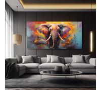 IHHGNB Abstract Elephant Wall Art - Modern Canvas Painting Prints with Vibrant Colors Wall Pictures Home Decor for Living Room(55x110cm(22x43in)/No frame)