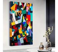 IHHGNB Abstract Geometry Poster, Vibrant Multicolor Patchwork Painting, Modern Vertical Canvas Wall Art Print, Large Wall Decor(55x110cm(22x43in)/No frame)