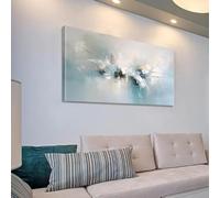 IHHGNB Abstract Large Wall Art Decor, Soft Blues Canvas Print, Light Hues Textured Painting Pictures for Living Room Bedroom 50x100cm(20x39in) Frameless